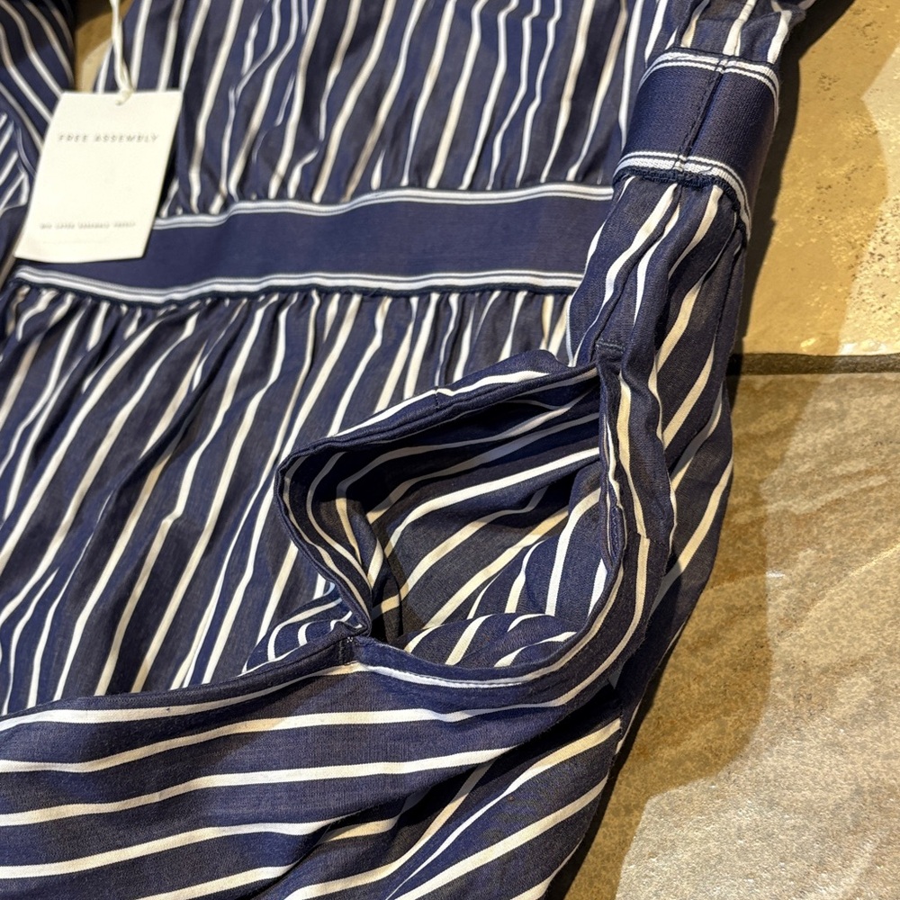 New Free Assembly Striped Navy Shirt Dress - Picture 8 of 9
